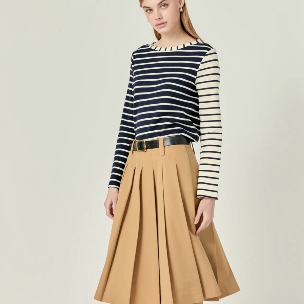Multi stripe long sleeve T-Shirt black & white Size S English Factory
